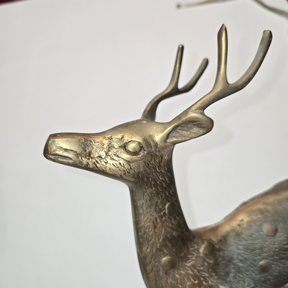 Brass Standing Deer Buck  Figurine - Metallic Gold Accent Vintage - Picture 6 of 7